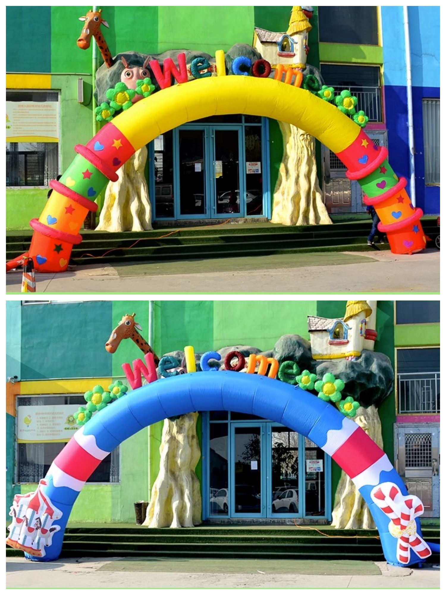 행사 에어아치 무지개문 행사장 축제 행사장식 에어포토존 5m 환영문 + 380W 공기주입기 - 상세 이미지 3