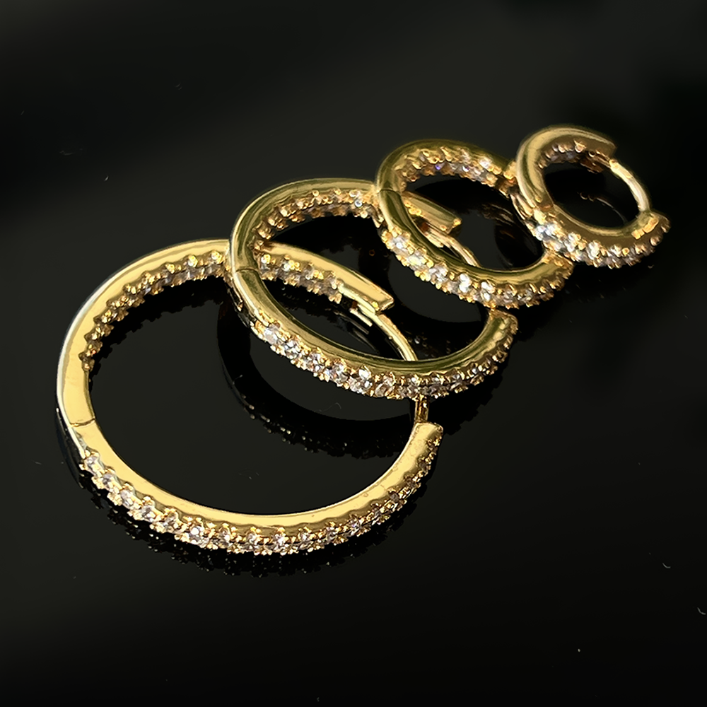 또블링 시그니처 파베 세팅 듀얼 블링 원터치 실버 링귀걸이