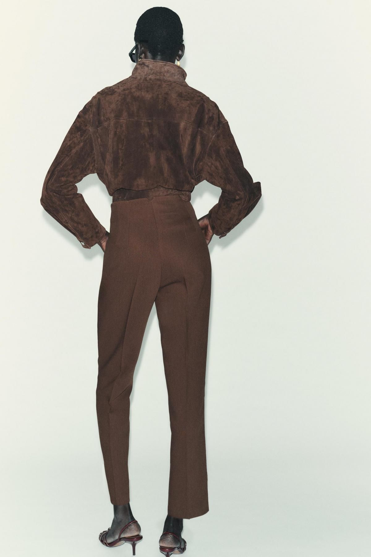 자라 브라운 하이웨이스트 슬림핏 팬츠 1478/631 BROWN - 상세 이미지 5