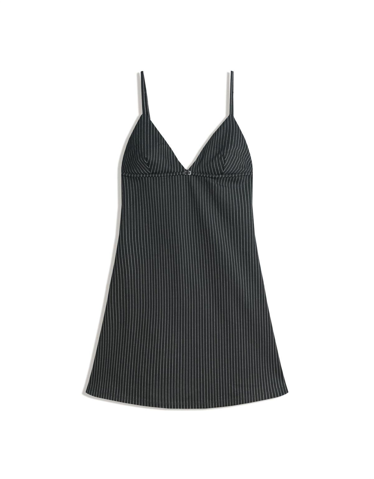 버쉬카 모던 스트라이프 스트랩 미니 원피스 6045/326 DARK GREY - 상품 이미지