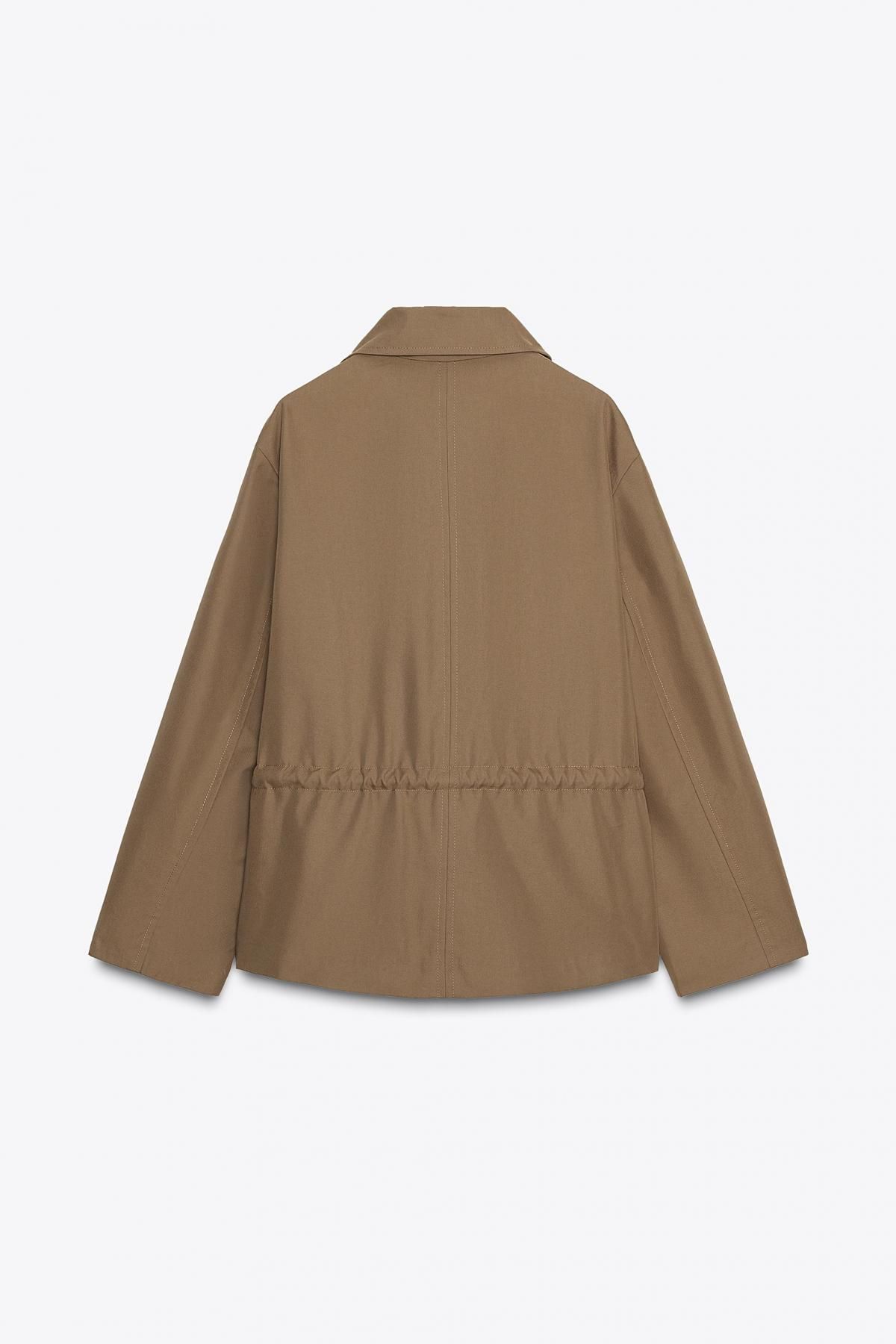 자라 테크니컬 코튼 혼방 드로스트링 숏 파카 7522/270 BROWN / TAUPE - 상세 이미지 3