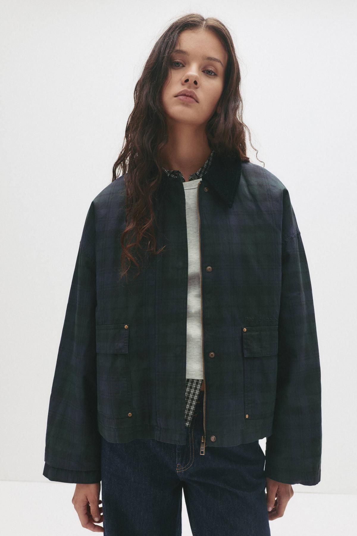 풀앤베어 테크니컬 왁스드 체크 코듀로이 카라 재킷 7700/325 NAVY - 상세 이미지 2