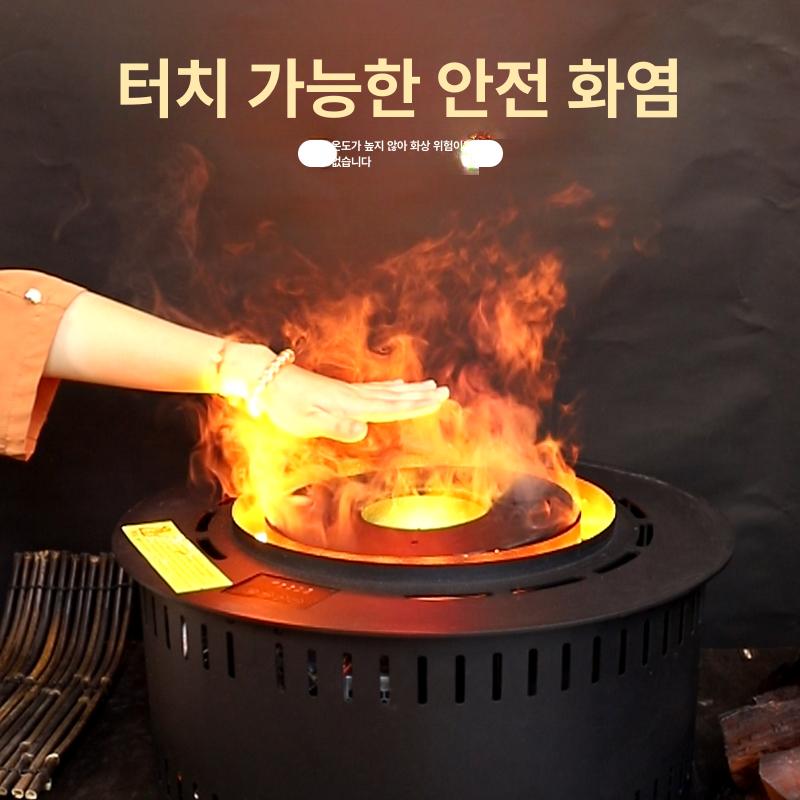 원형 화로 가습기 불꽃 난로 소품 연기 캠핑 가짜 3D 벽난로 단품 - 상세 이미지 4