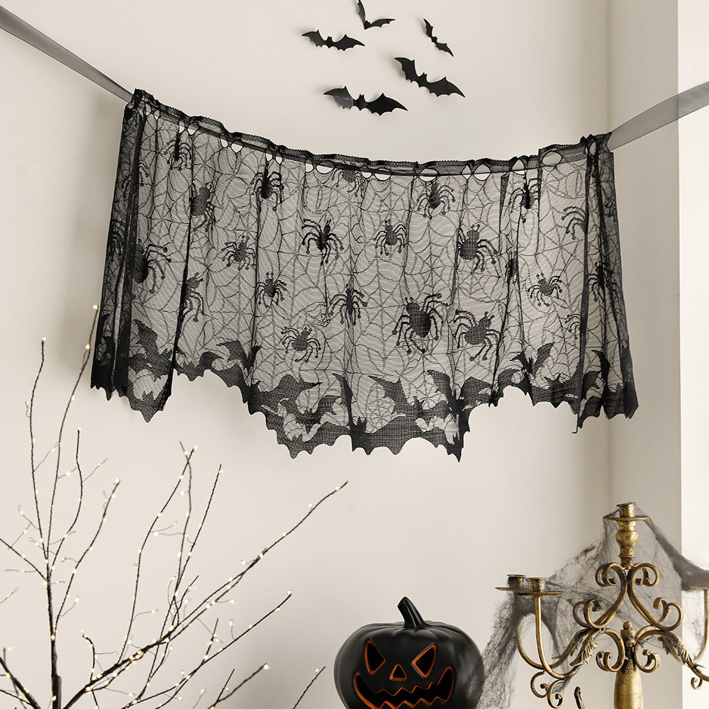할로윈 거미줄 레이스 천 테이블보 벽장식 커튼 가랜드 파티 장식용품 원형
