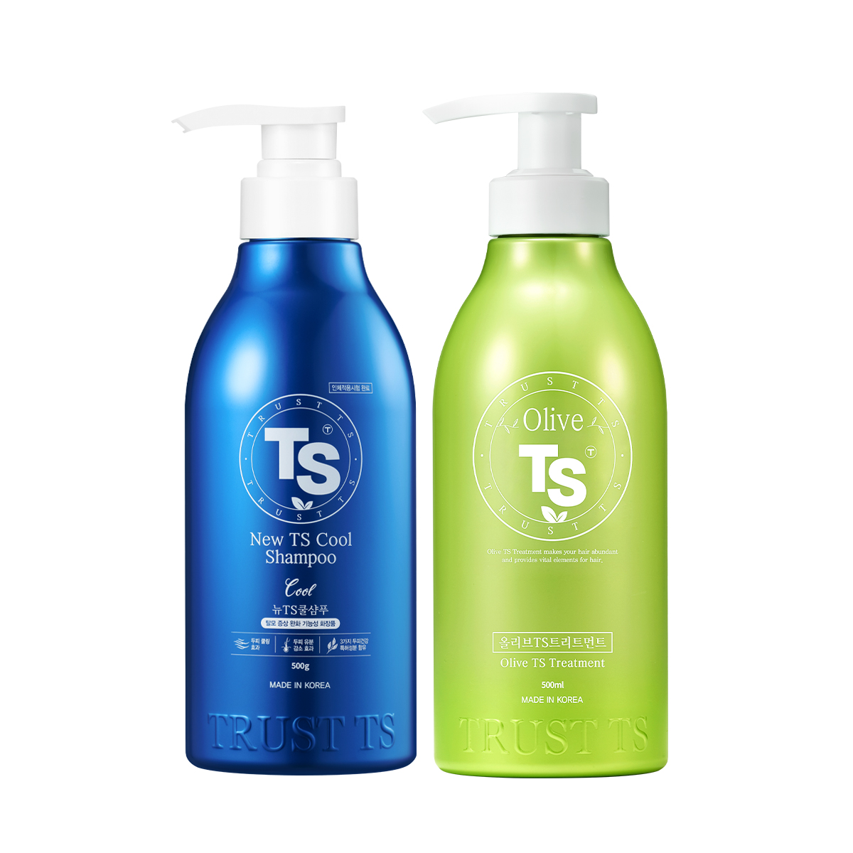 뉴TS 쿨샴푸 500g + TS 올리브 트리트먼트 500g - 상품 이미지