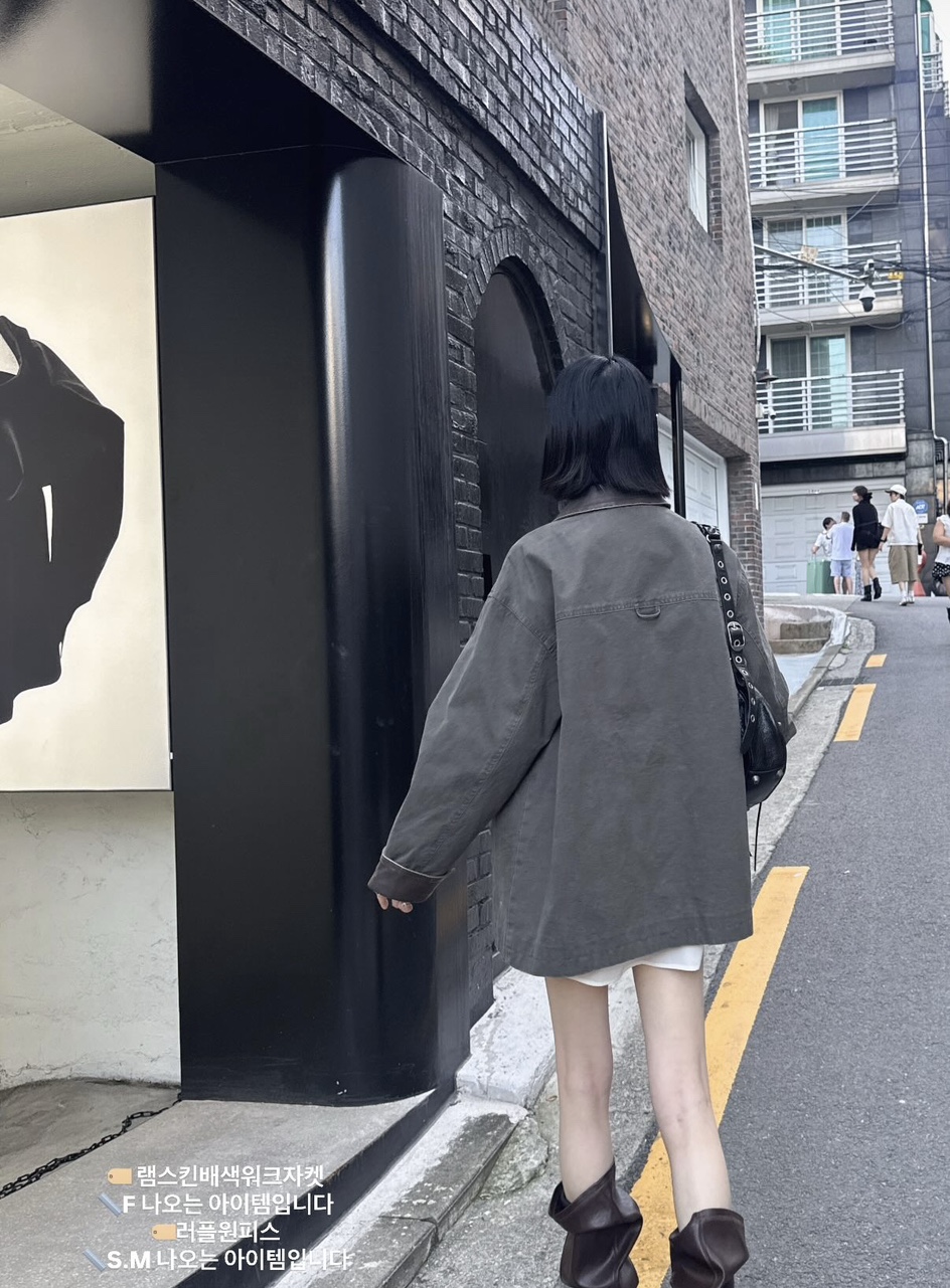 헬더 램스킨 배색 워크자켓 가을 빈티지 피크먼트 야상점퍼 이미지 8