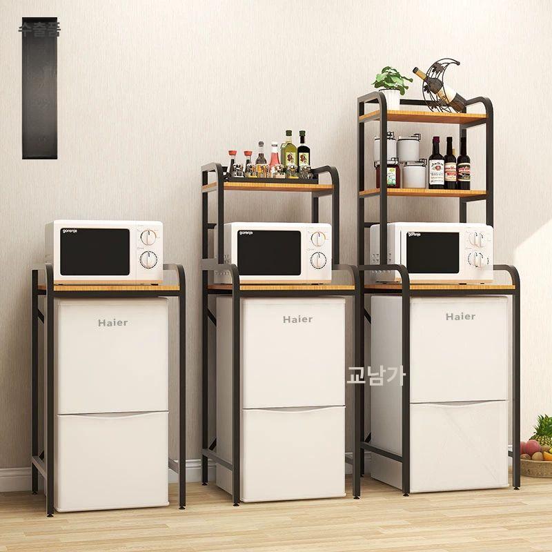 냉장고 받침대 미니 발판 선반 다용도 원룸 주방 전자레인지선반 밥솥선반 2단 50x50x120 118cm - 상세 이미지 2