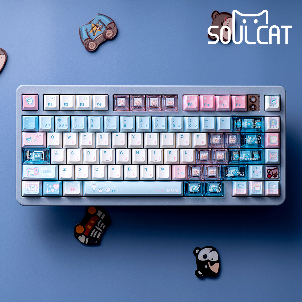 Soulcat 고양이키캡 PBT 귀여운 예쁜 체리 픽셀고양이 - 메인 이미지