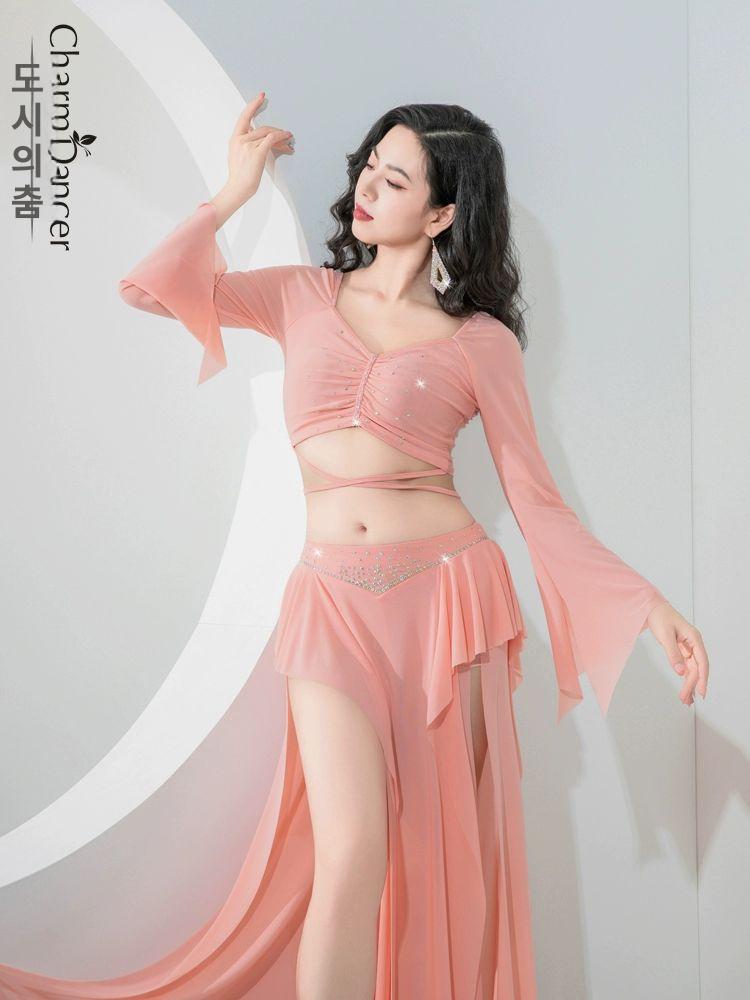 밸리댄스복 벨리댄스의상 롱스커트 벨리댄스복 벨리복 상의 줌바 벨리댄스 라인댄스 페어리그린 M - 상세 이미지 4