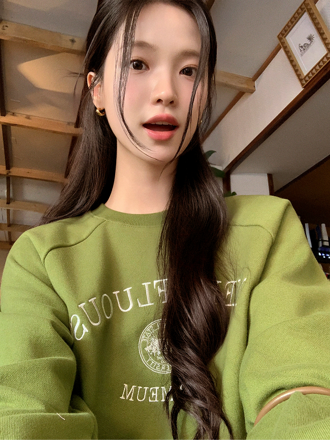자수 루즈핏 맨투맨 ts4708 - 상품 이미지
