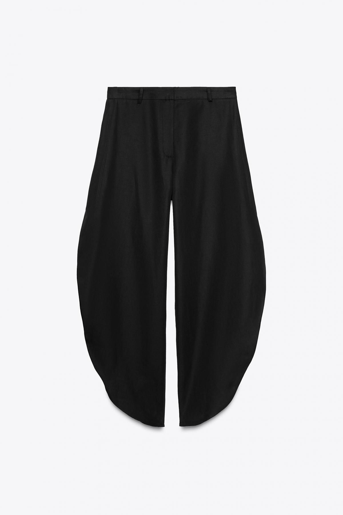 자라 사이드 슬릿 린넨블렌드 와이드 팬츠 8092/015 BLACK - 메인 이미지