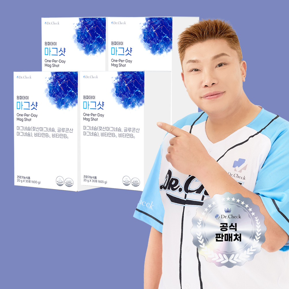 닥터체크 나지완 원퍼데이 마그샷 액상 글루콘산 마그네슘 비타민B 30포, 4개