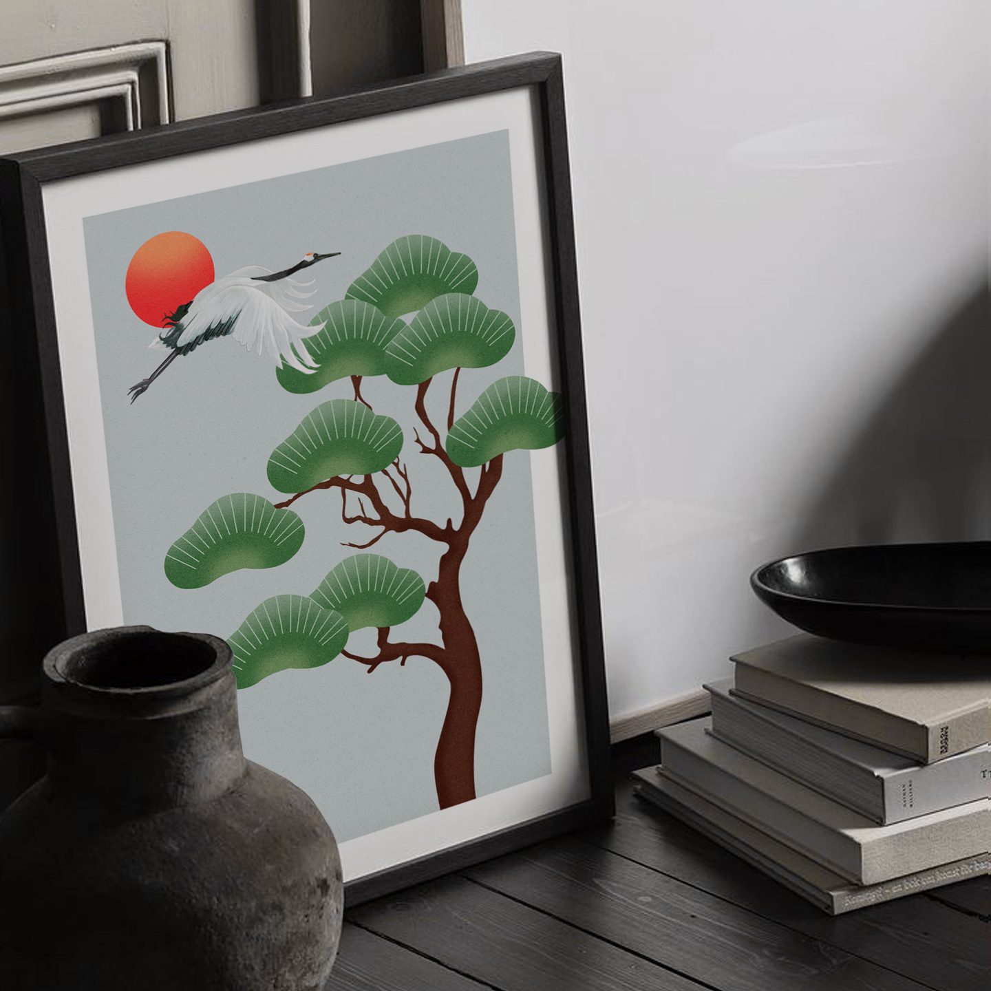 장수와 번영 소나무 인테리어 포스터 캔버스 그림 액자 A A4 - 상세 이미지 4