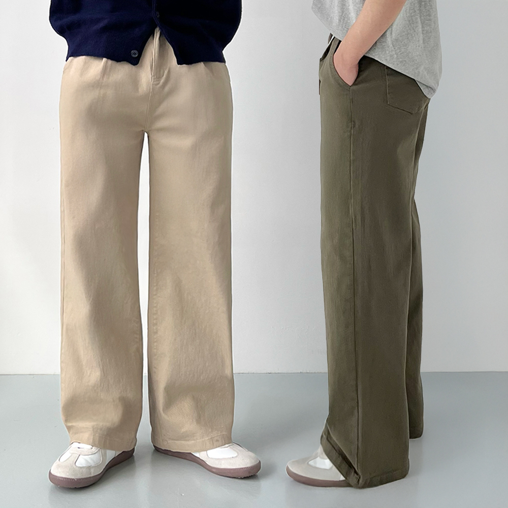 1+1 치노팬츠 세미와이드면바지 남자통바지 남자밴딩팬츠 제품 이미지