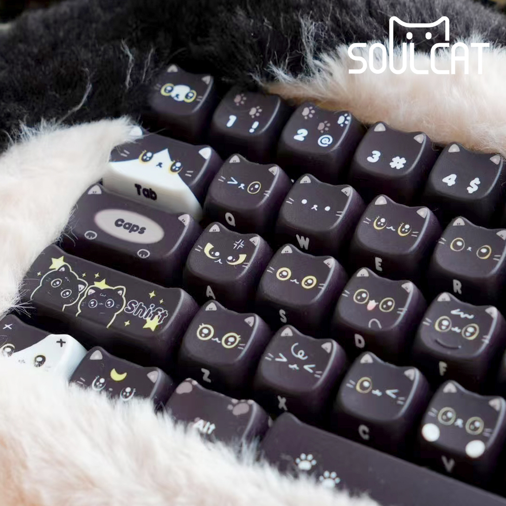 고양이키캡 Soulcat PBT 귀여운 예쁜 키캡 검은고양이네로 - 상품 이미지