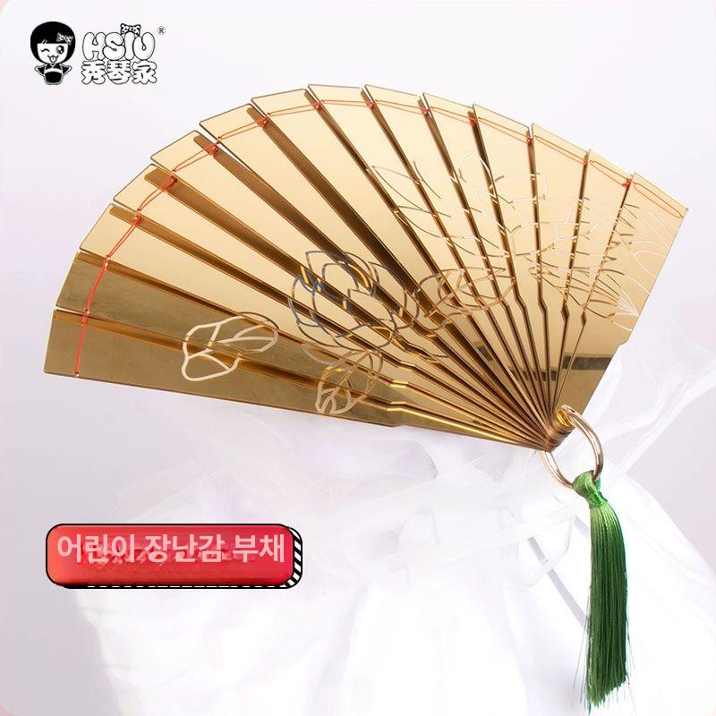 애니 부채 황금색 굿즈 코스프레 무대 만세극락 악세사리 부채춤 부채춤부채 접이식부채 도라에몽 부채 1개 프리 사이즈 - 상세 이미지 2