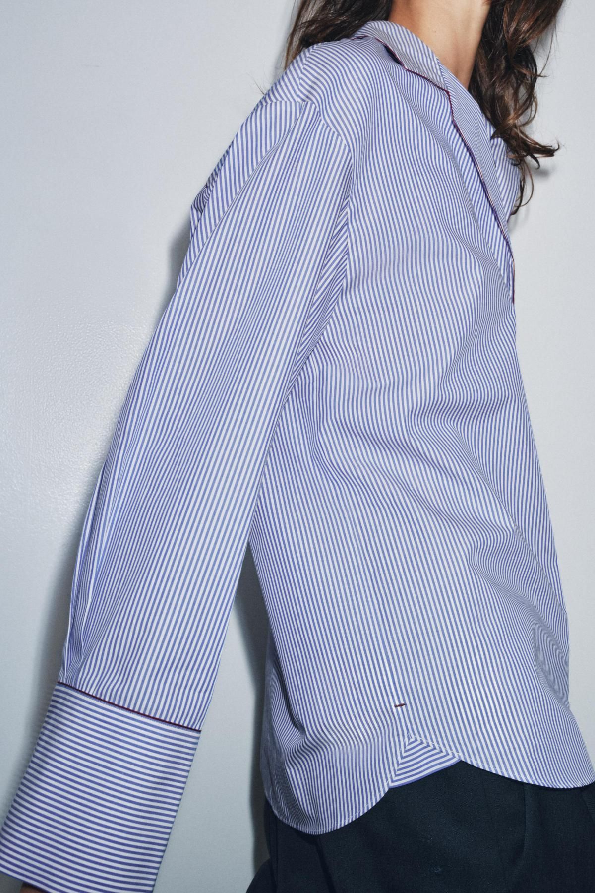 자라 스트라이프 테크니컬 긴팔 셔츠 8860/887 BLUE/WHITE - 상세 이미지 5