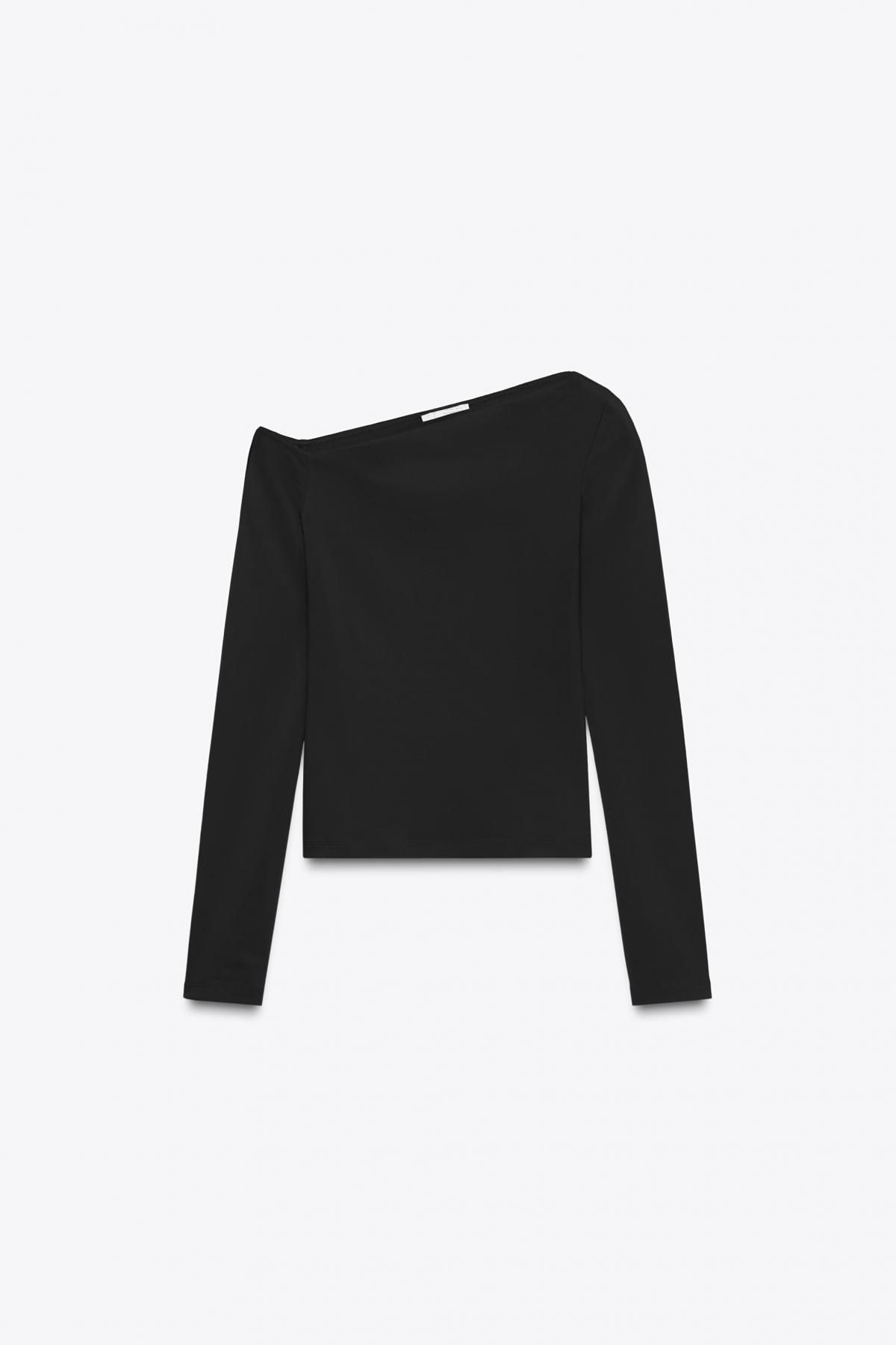 자라 테크니컬 비대칭넥 폴리아미드 긴팔 티셔츠 3641/870 BLACK - 메인 이미지