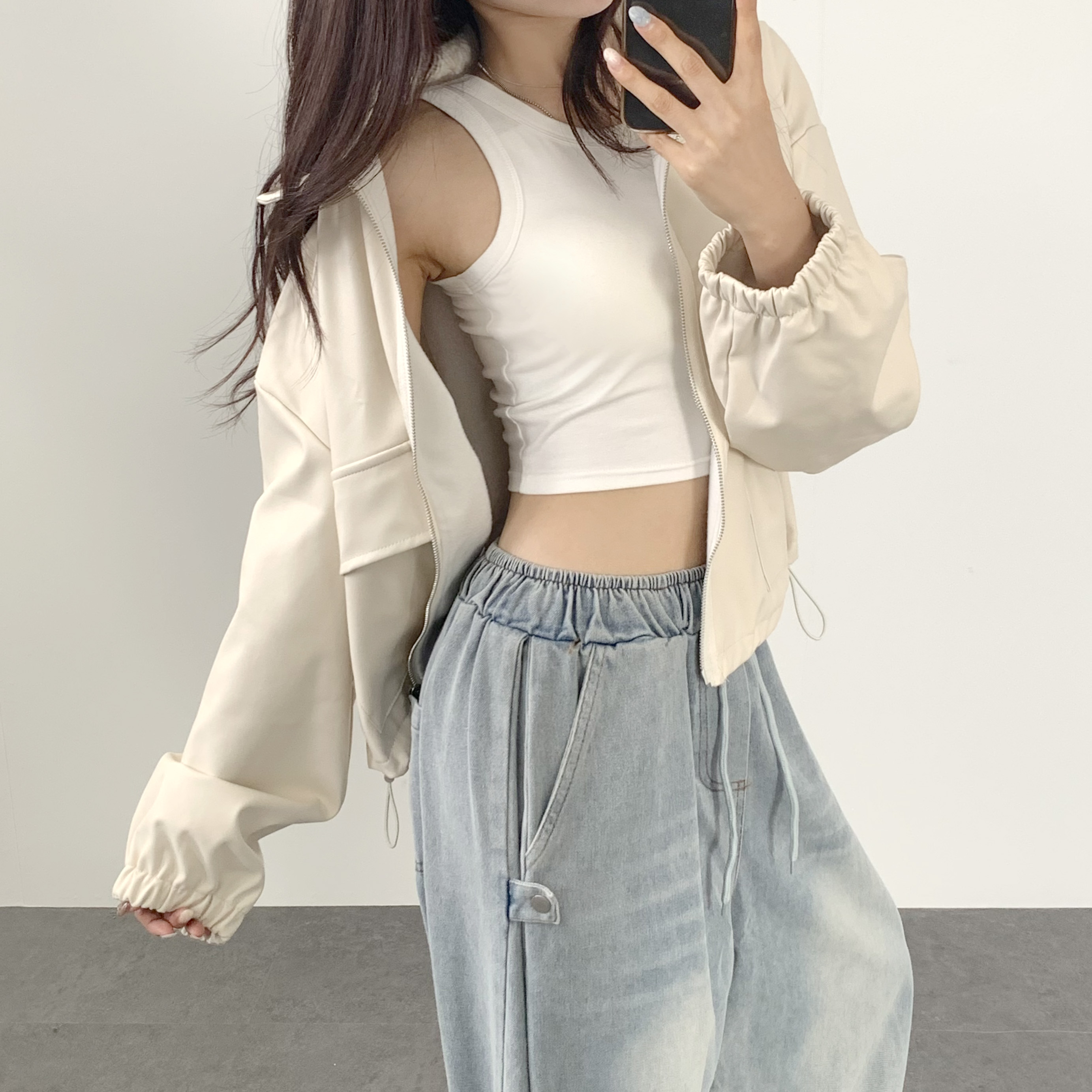 여성 청바지 데님사이드핀턱 와이드핏 이미지 3