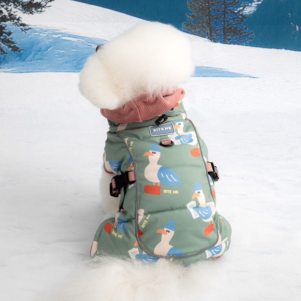 강아지패딩 조끼 강아지겨울옷 소형견 깔깔이 올인원 네이비 s