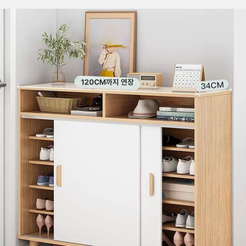 슬라이딩 신발장 신발 서랍장 현관 서랍 레일 슈즈랙 보관함 사무실 정리대 조립식 정리 90x88 우드 다용도 수납 합리적 - 상세 이미지 3