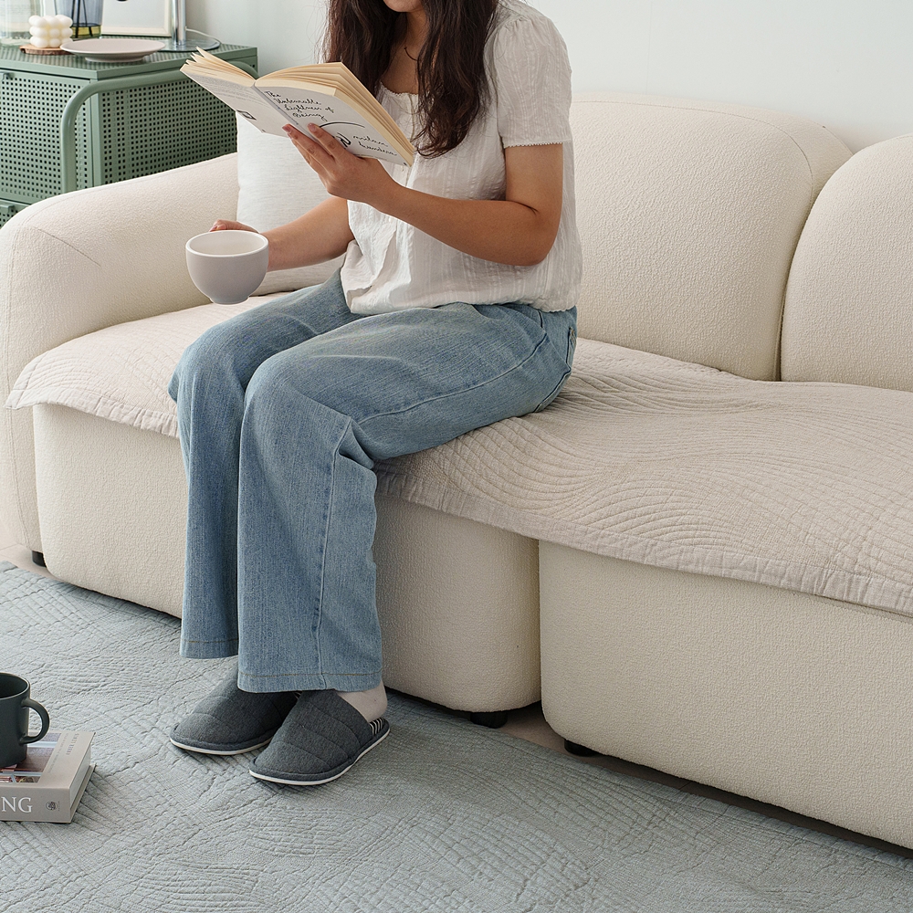 나라데코 순면 워싱 퀼팅 사계절 돌 쇼파패드 3인용 65x180