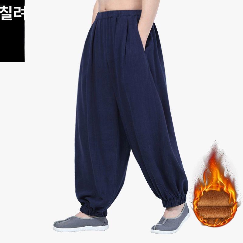 여름승복바지 하의 긴바지 절복남성 면 스님바지 절복 법복 승려복 개량 편한 스님승복 승복 네이비블루 단일층 S 키 151-159cm - 상세 이미지 2