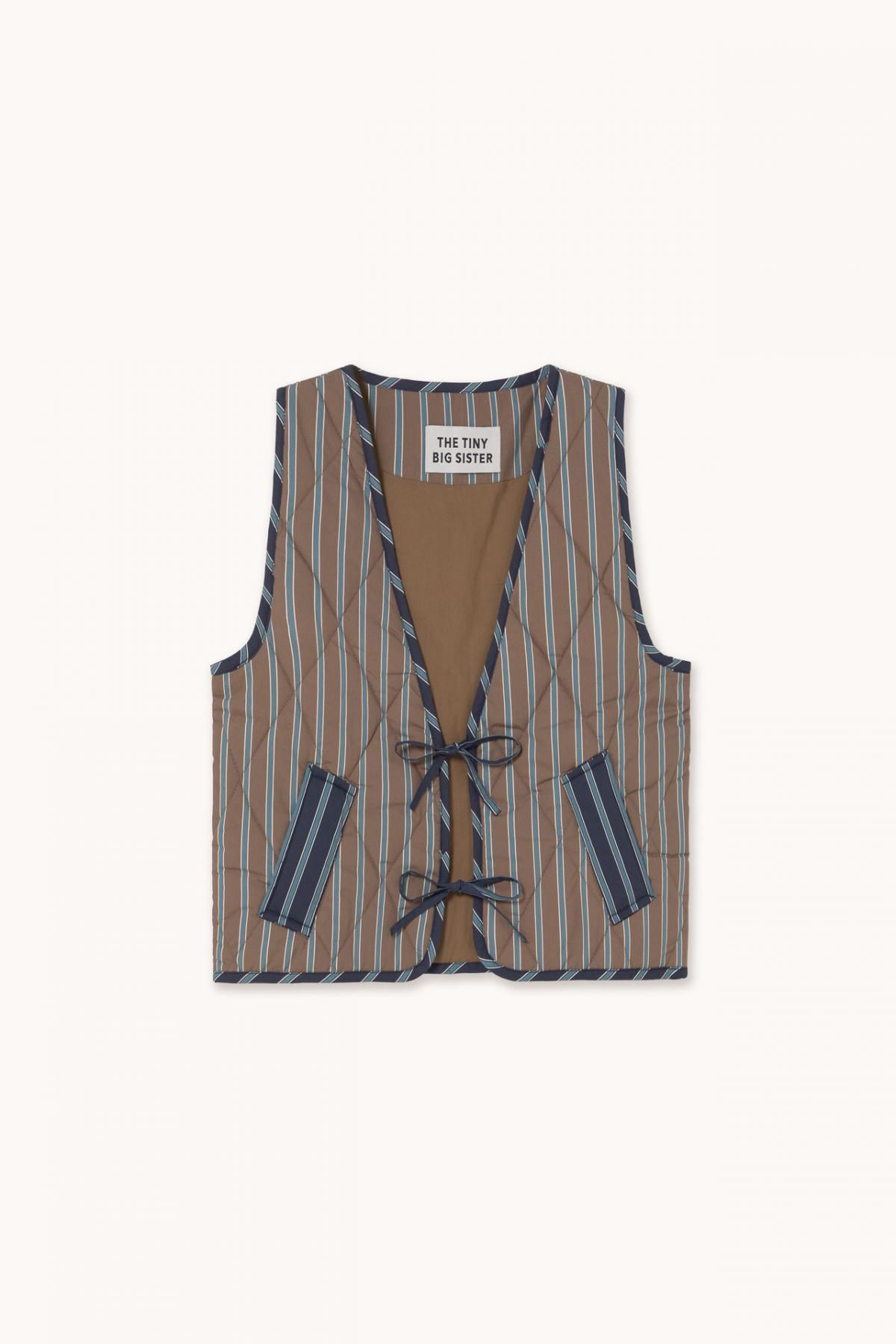 타이니코튼 모카 스트라이프 패턴 테크니컬 패딩 베스트 AW25-634S37 ONE COLOR - 메인 이미지