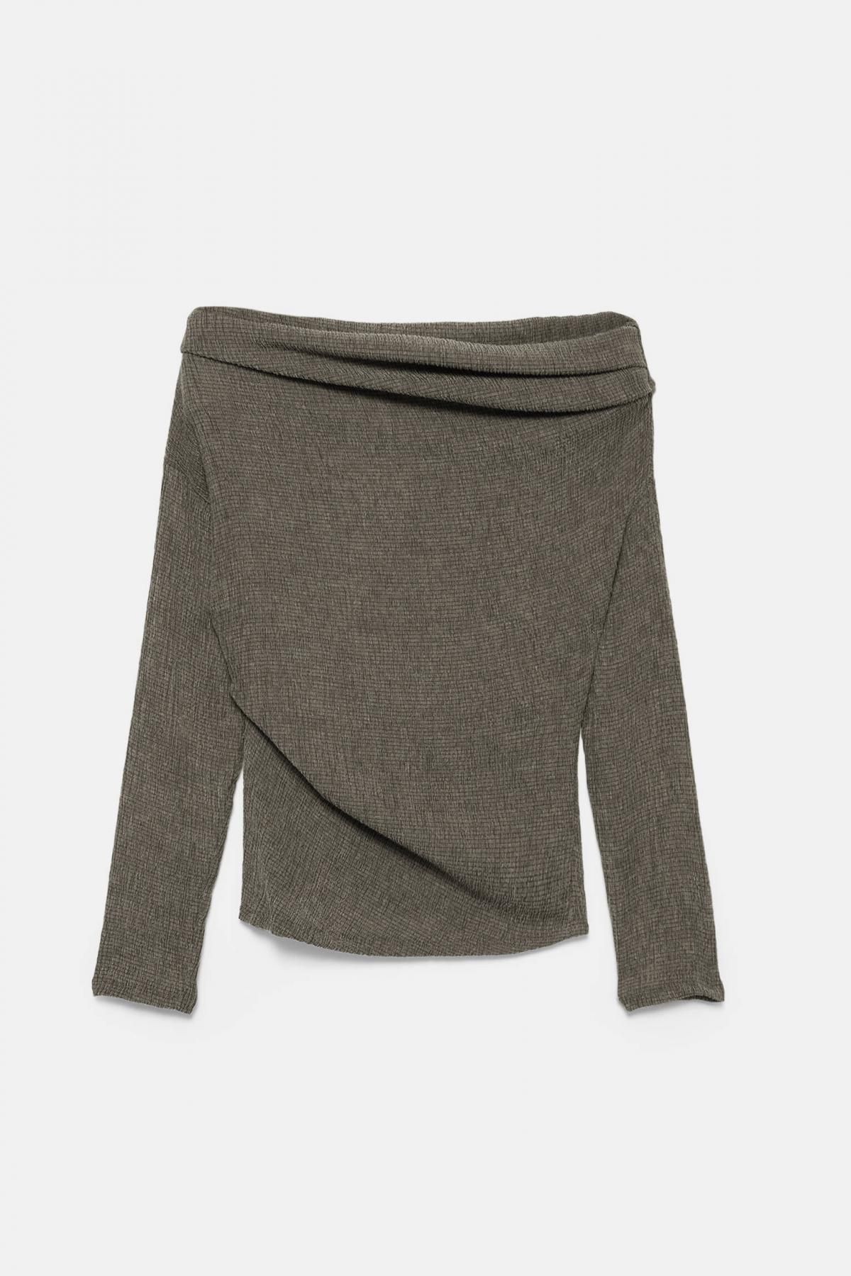 풀앤베어 모던 크레이프 보트넥 롱슬리브 티셔츠 7152/384 KHAKI - 상품 이미지