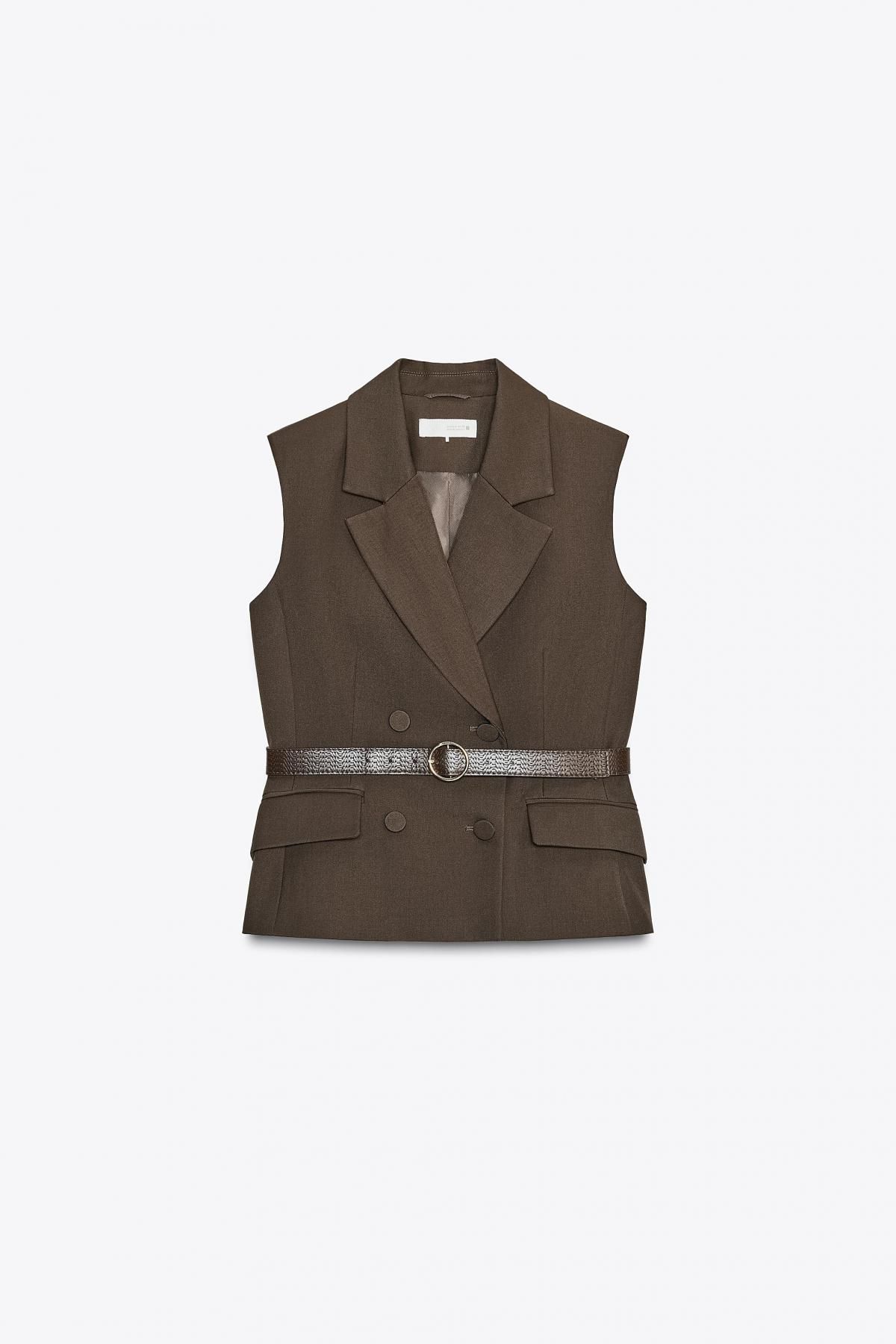자라 테일러드 벨트 베스트 8073/361 BROWN VIGORE - 메인 이미지