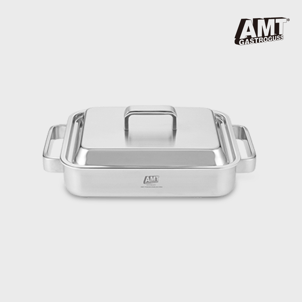 AMT 프로 사각 그리들 팬 316Ti 스텐 통5중 뚜껑 포함(유광)