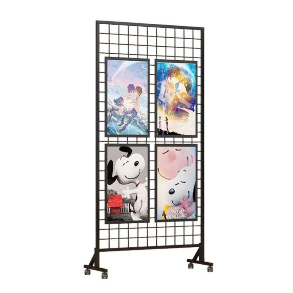 작품 전시대 이동식 철망 네트망 파티션 타공판 철제 화이트 100x120cm - 상품 이미지