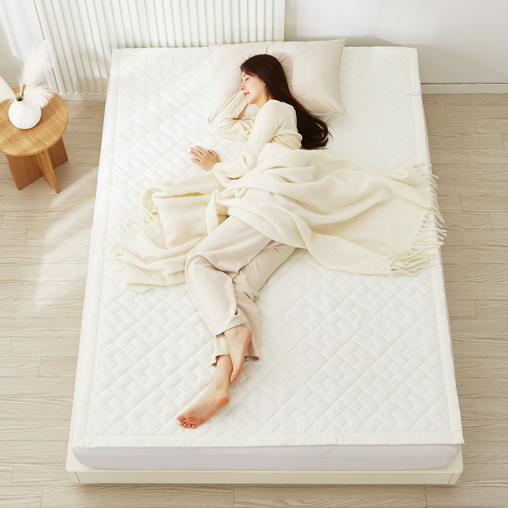 한일의료기 EMF 탄소매트 2 in 1 캠핑겸용 전기장판 전기요 크림 퀸 토퍼핏, 150x200cm