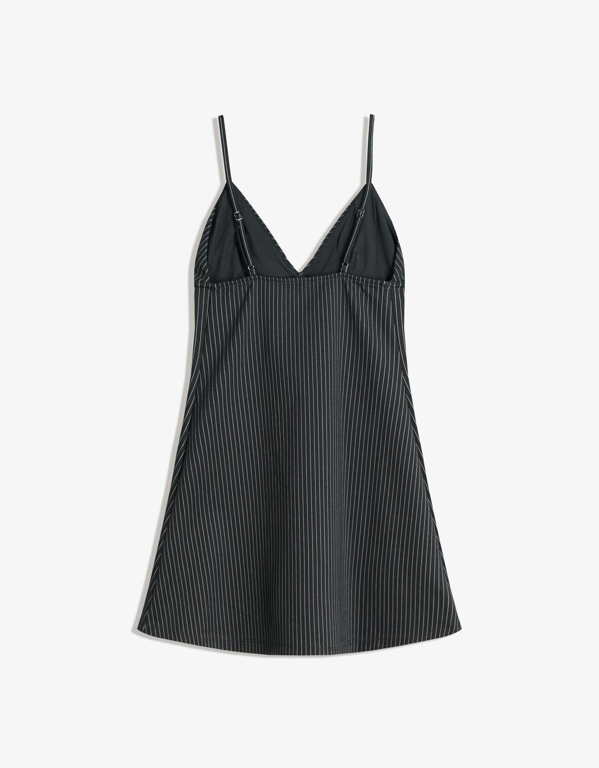 버쉬카 모던 스트라이프 스트랩 미니 원피스 6045/326 DARK GREY - 상세 이미지 2