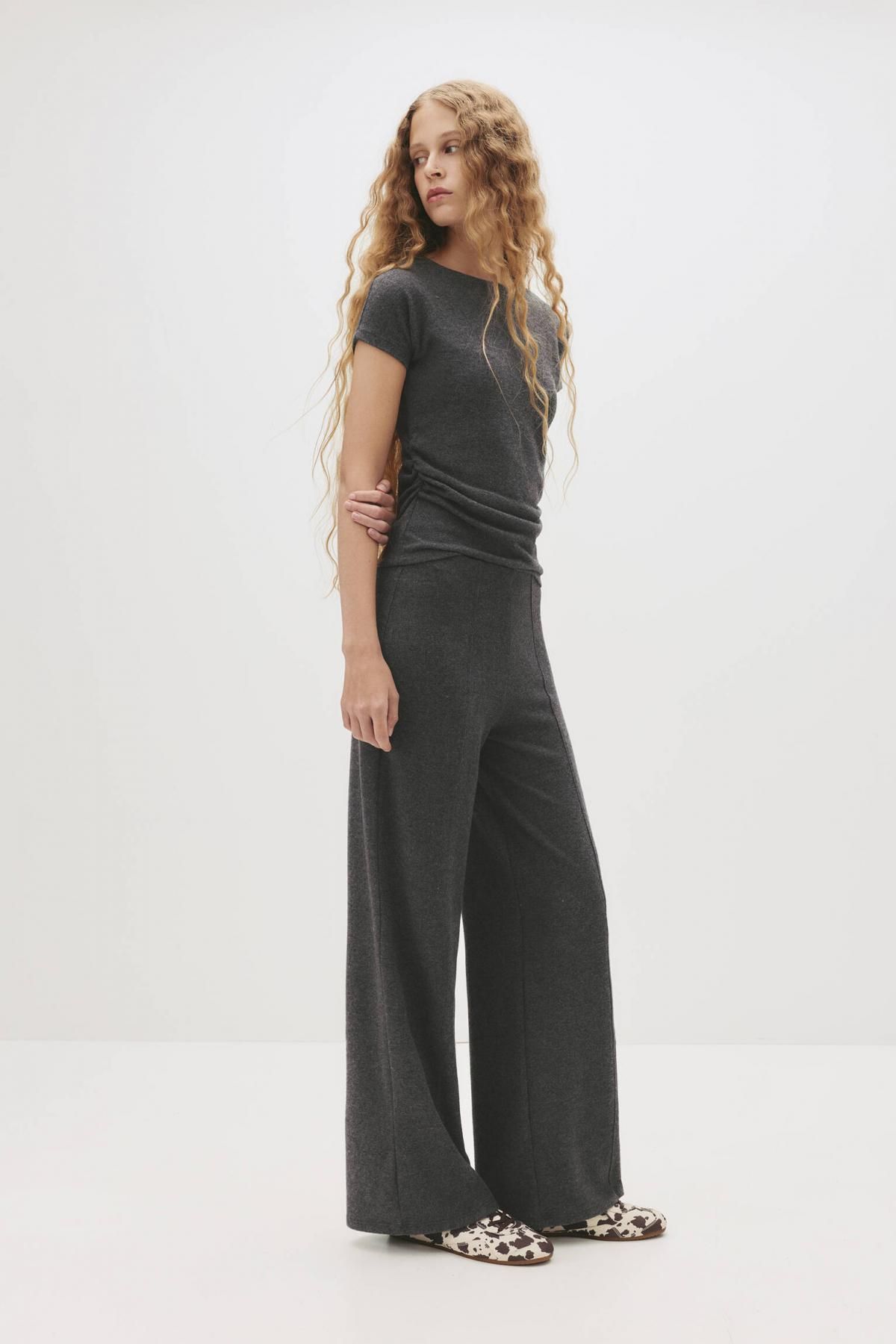 풀앤베어 소프트터치 스트레치 사이드 셔링 반팔 티셔츠 7152/366 DARK GREY - 상세 이미지 4