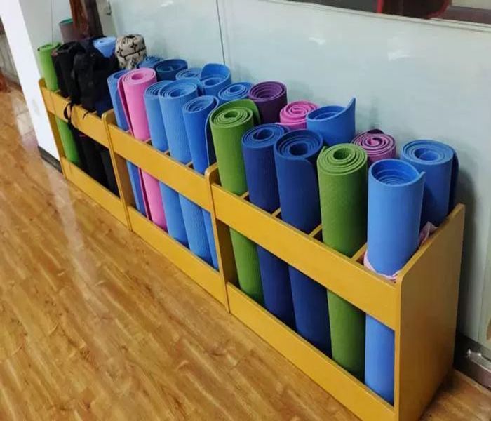 요가매트 정리함 나무 수납 수납함 철제 선반 바구니 거치대 운동기구 필라테스 수납장 홈트 5칸 110x25x50 20x22 - 상세 이미지 4