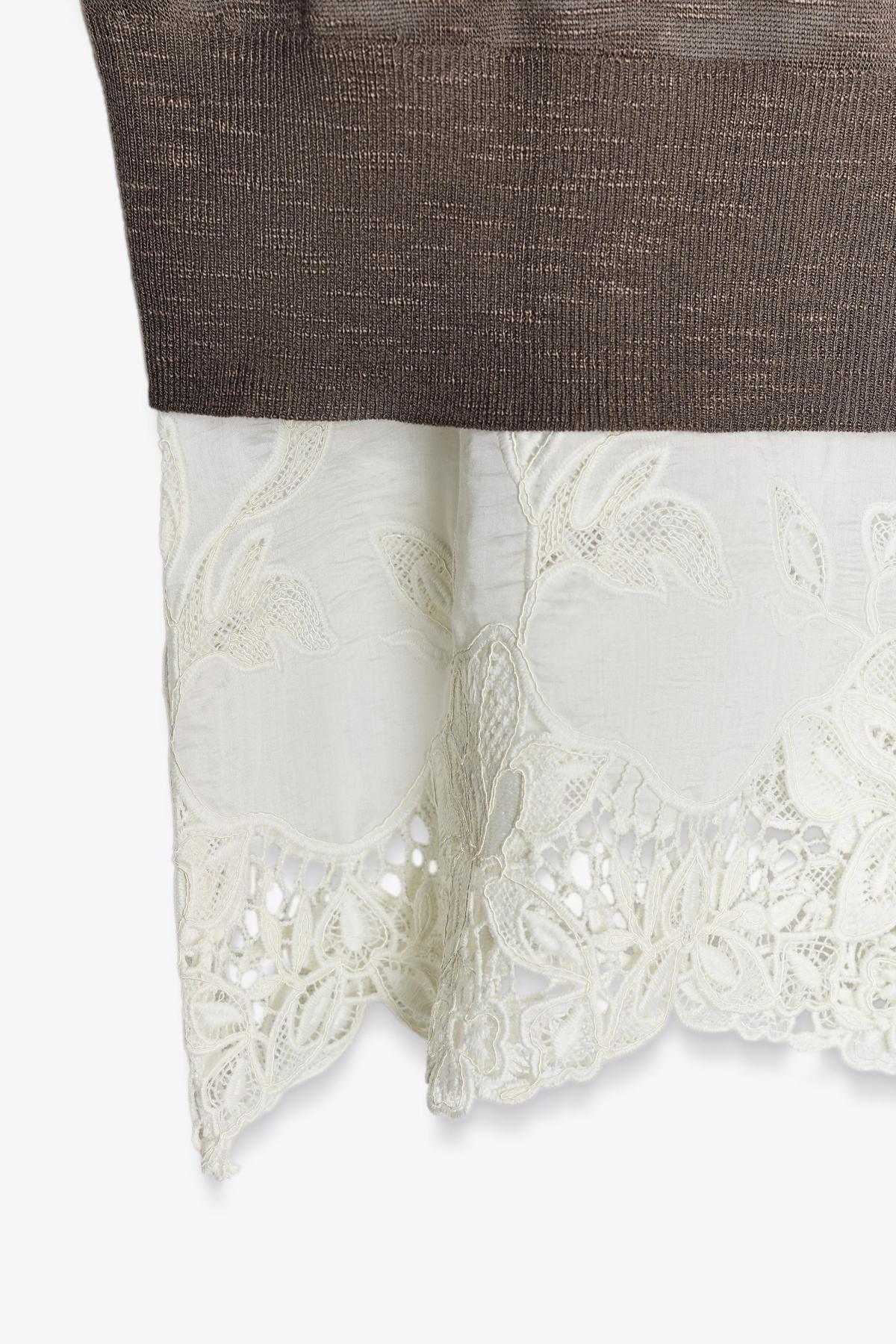 자라 레이어드 콤비 니트 미니 원피스 2756/135 BROWN / TAUPE - 상세 이미지 3