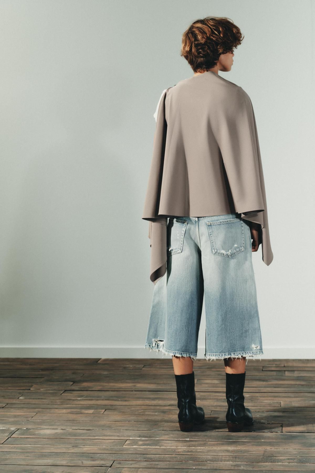 자라 모던 비대칭 버튼 케이프 2010/784 GREY / BEIGE - 상세 이미지 5