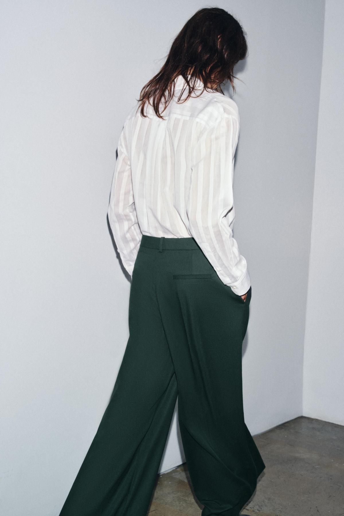 자라 테크니컬 플리츠 와이드 팬츠 8490/666 GREEN - 상세 이미지 3