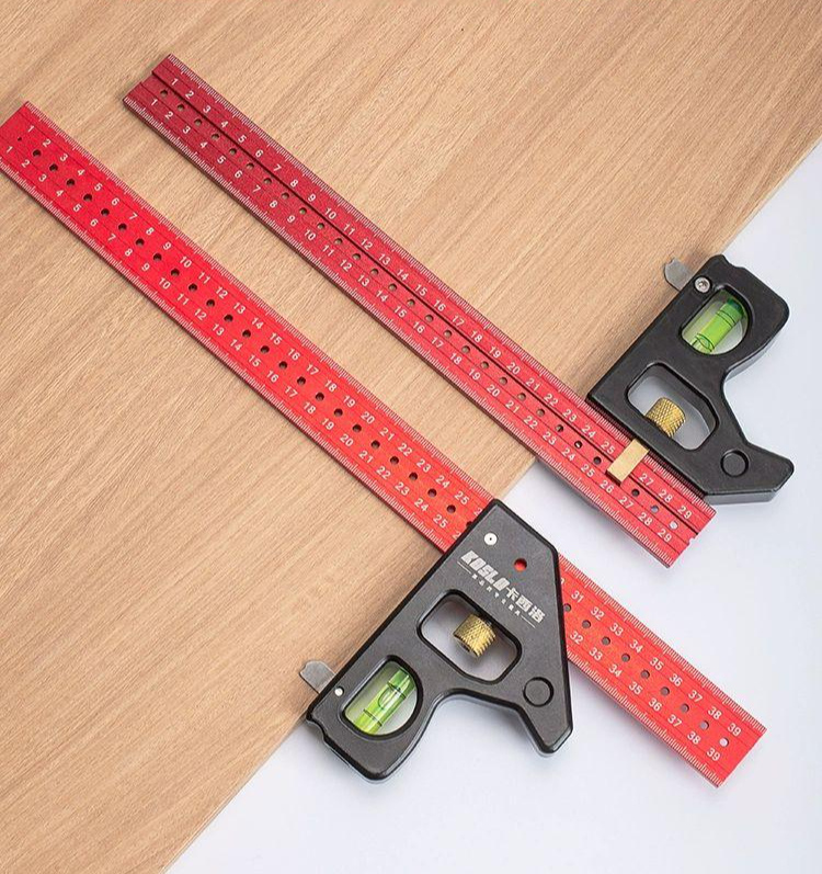 목공자 멀티 게이지 다기능 직각자 조합 정밀 목공 드로잉 마킹 측정도구 목공용 직각 윤곽 프리미엄레드 30cm - 상품 이미지