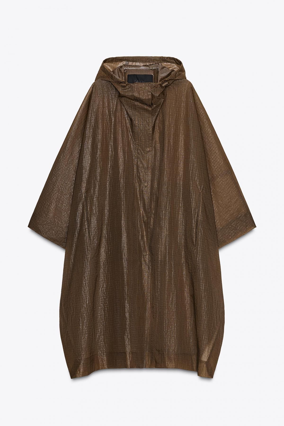 자라 테크니컬 오버사이즈 후드 케이프 파카 7522/266 BROWN - 메인 이미지