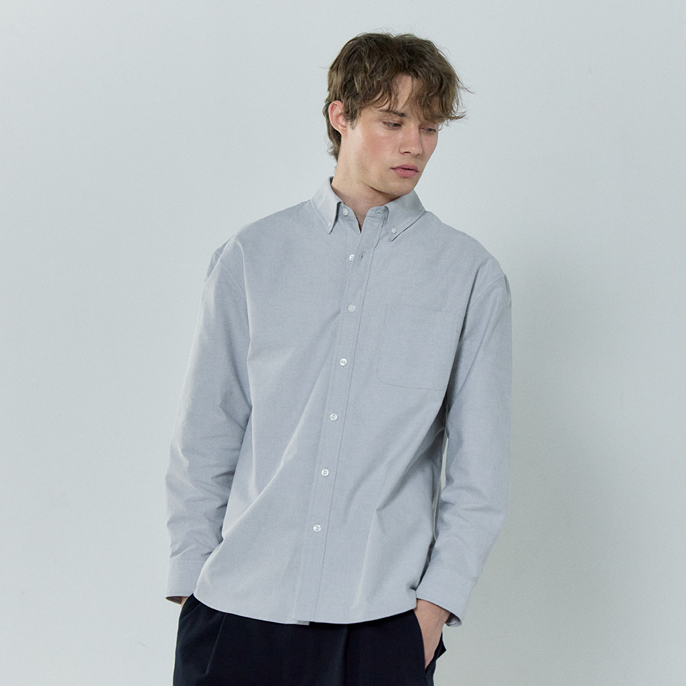 베이직하우스 세미 오버핏 옥스포드 긴팔 셔츠