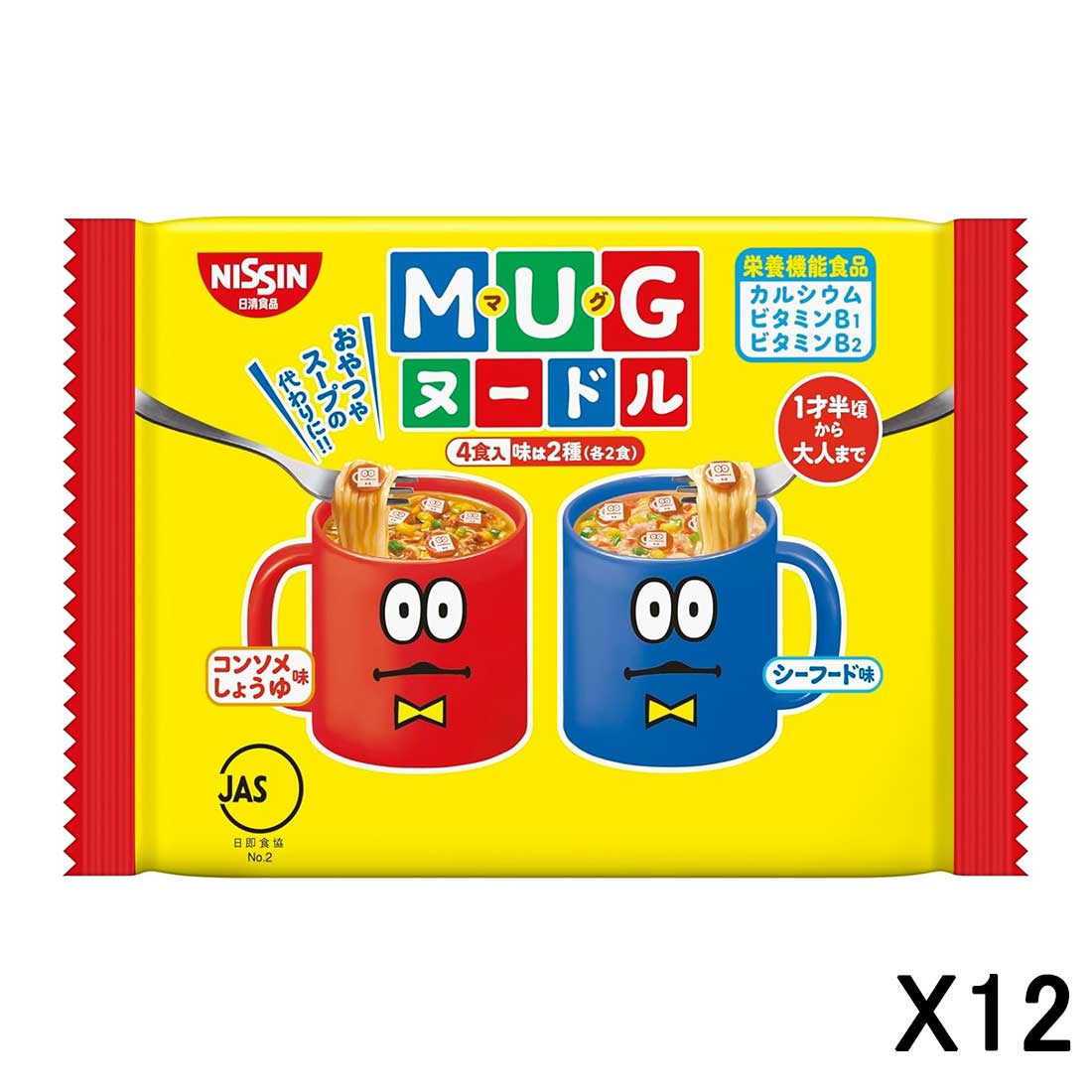 닛신식품 닛신 머그 누들 94g 2가지맛 각 2개입 12봉지 세트