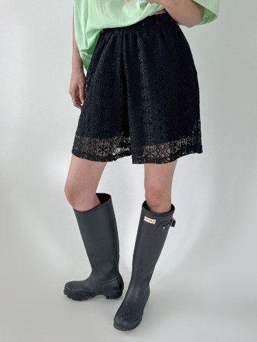 폼나나 Pomnana 오버핏 레이스 휴가 통풍 봄 여름 숏키치반바지 바지 - 상품 이미지