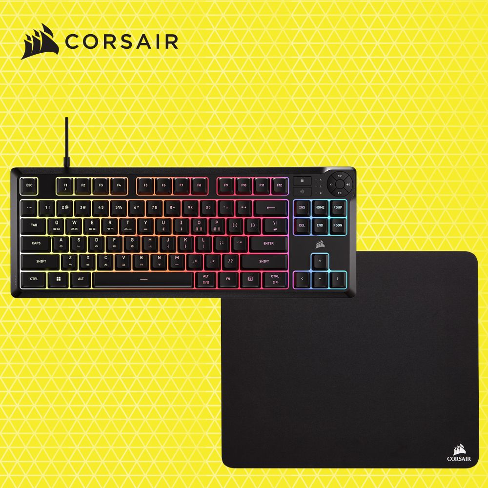 커세어 K55 CORE TKL RGB 저소음 멤브레인 게이밍 키보드 + MM100 MEDIUM - 메인 이미지
