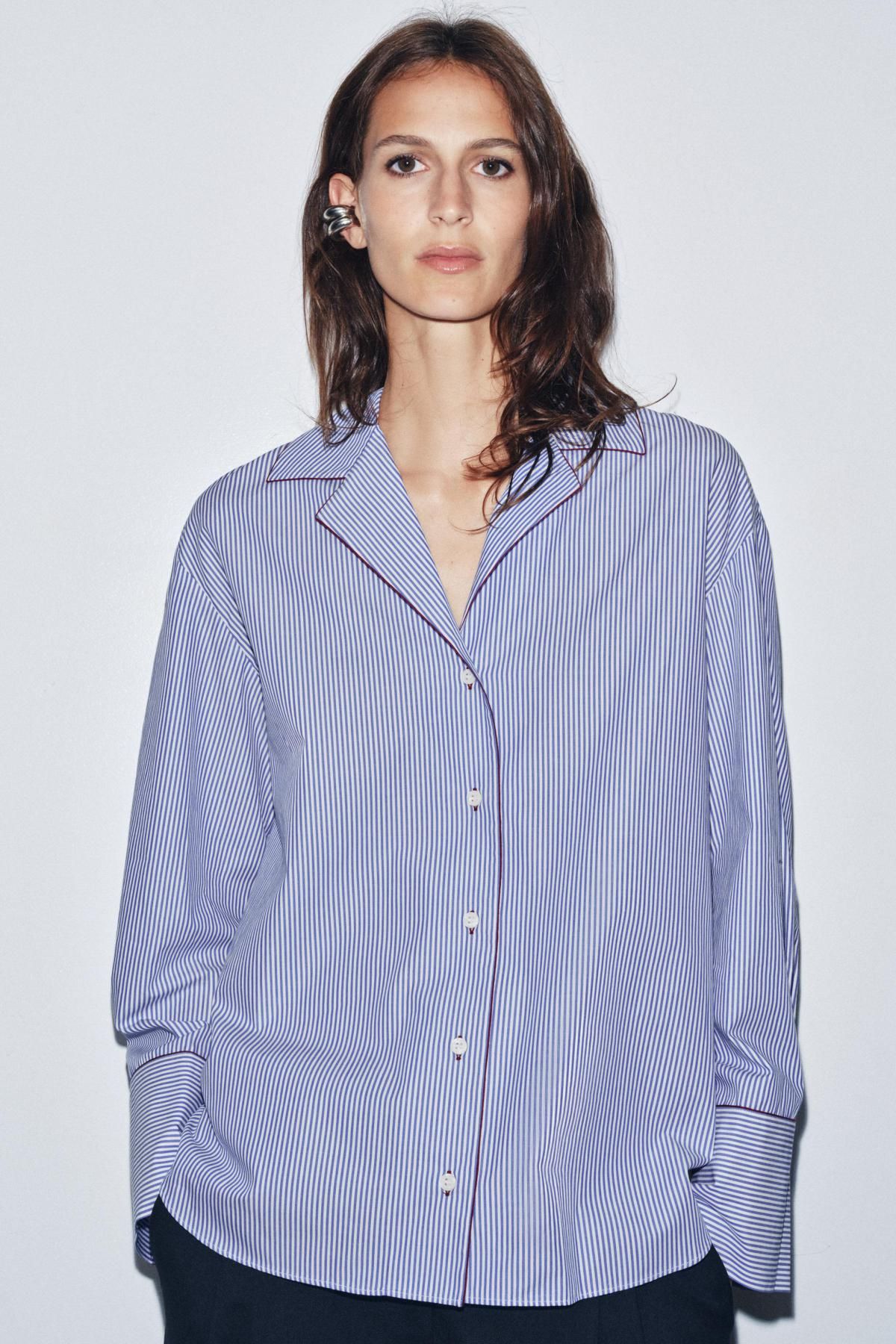 자라 스트라이프 테크니컬 긴팔 셔츠 8860/887 BLUE/WHITE - 상세 이미지 3