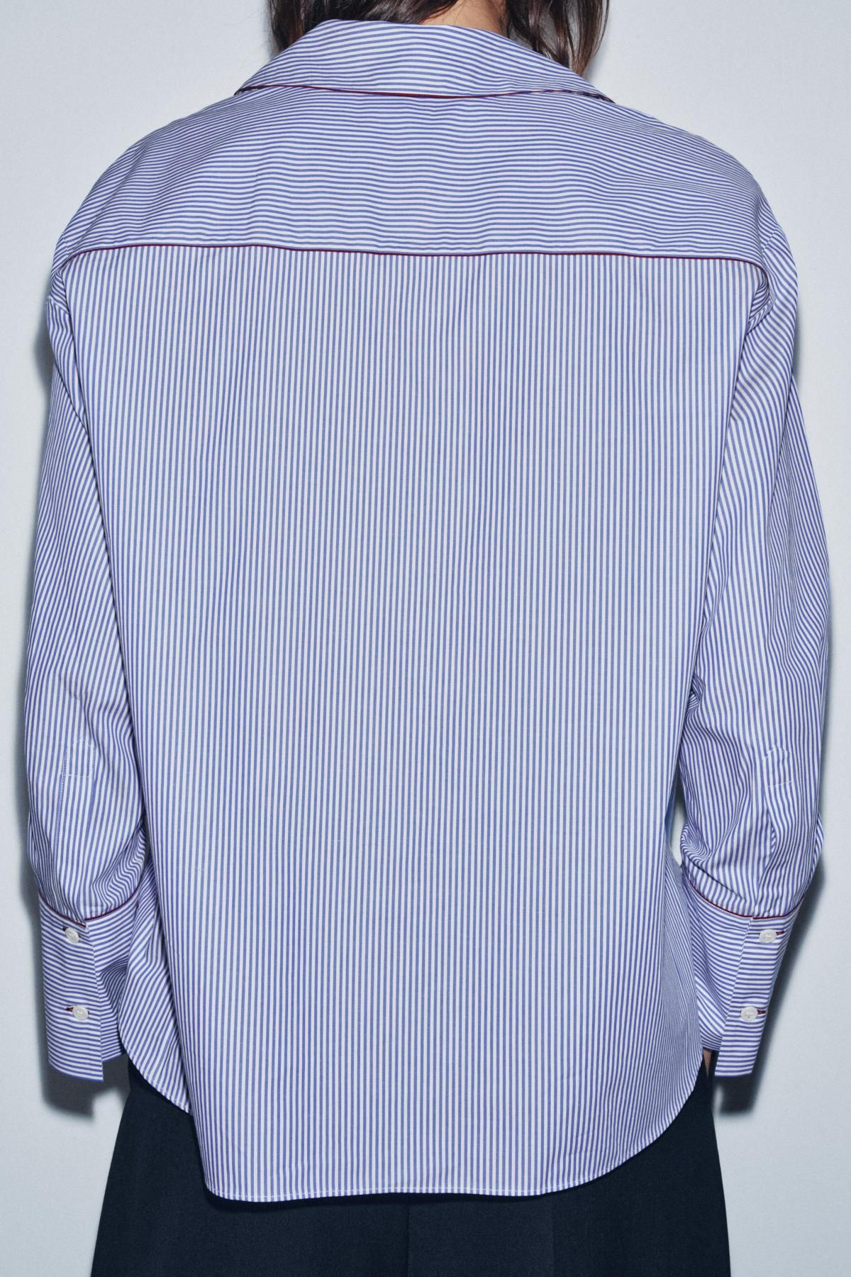 자라 스트라이프 테크니컬 긴팔 셔츠 8860/887 BLUE/WHITE - 상세 이미지 4