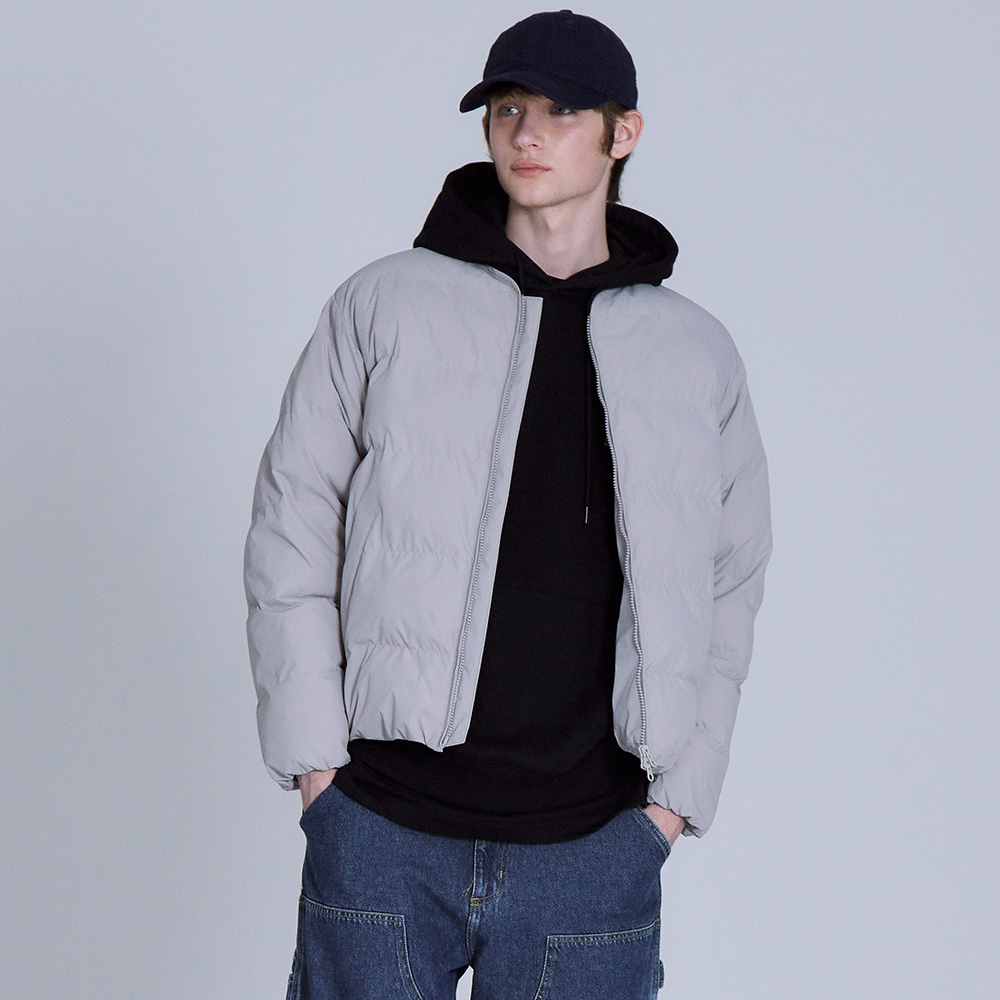 베이직하우스 남성 라운드넥 경량 패딩점퍼