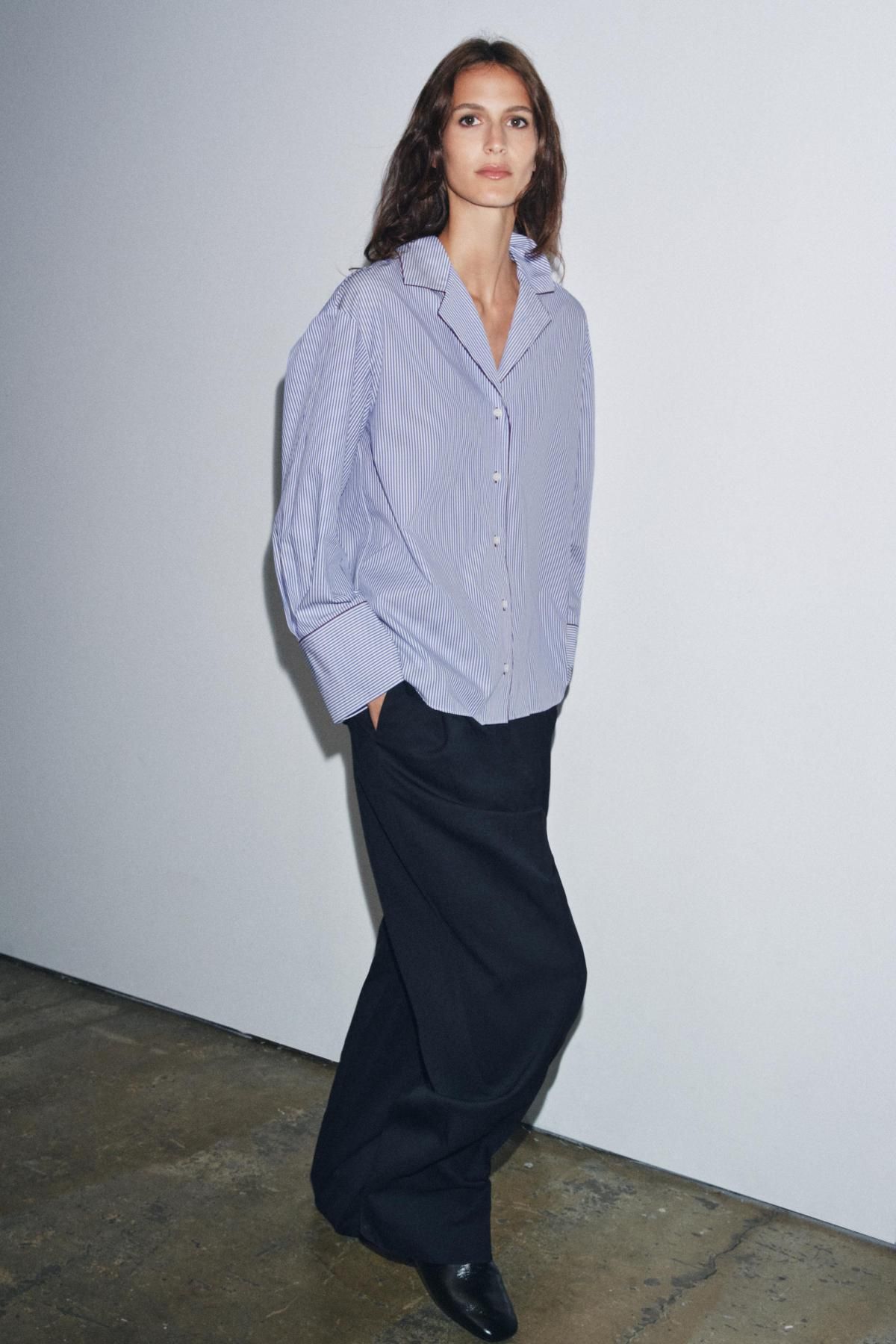 자라 스트라이프 테크니컬 긴팔 셔츠 8860/887 BLUE/WHITE - 상세 이미지 2