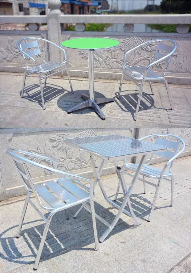 야외 알루미늄 의자 테이블 탁자 등받이 카페 암체어 인테리어 편의점 테라스 펜션 발코니 7판 스테인리스 스틸 의자 - 상세 이미지 3